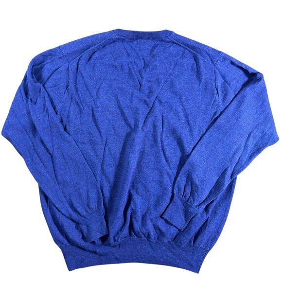 Peter Millar V-Neck Sweater Mens XL Italian Merino Wool Blue Golf Preppy Classic - Picture 4 of 9